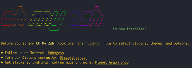 oh my zsh initial screen